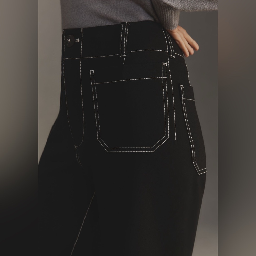 The Colette Cropped Wide-Leg Pants by Maeve: Ponte Contrast Edition - Picture 3 of 4